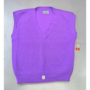 Vintage College Point V Neck Vest M Purple Deadstock USA Preppy Career Layering